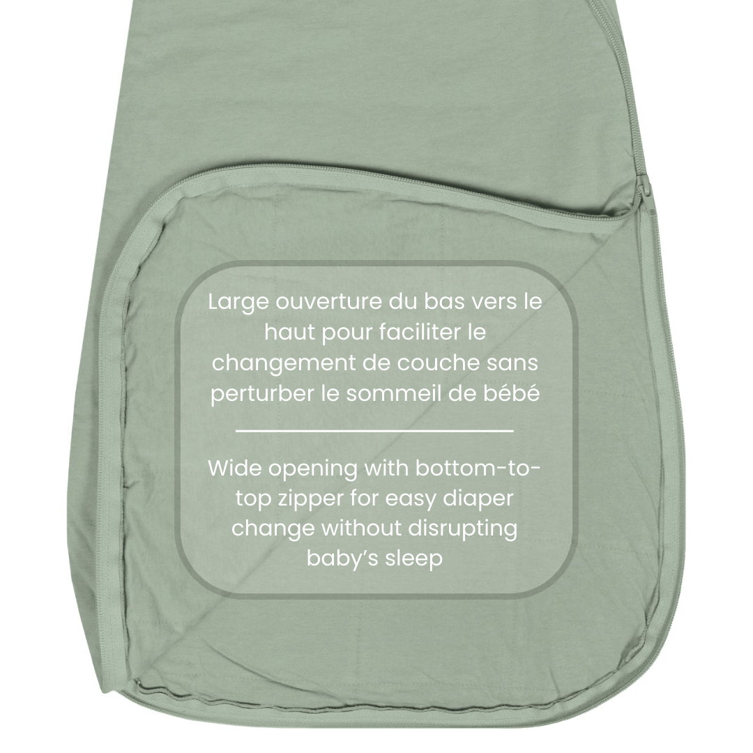 Quilted bamboo sleep bag - Moss Green (2.5 togs)