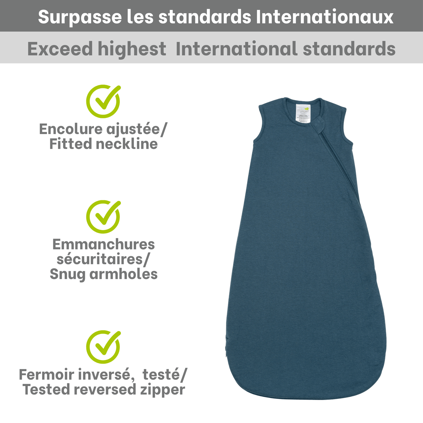 Quilted bamboo sleep bag - Denim (1.0 tog)