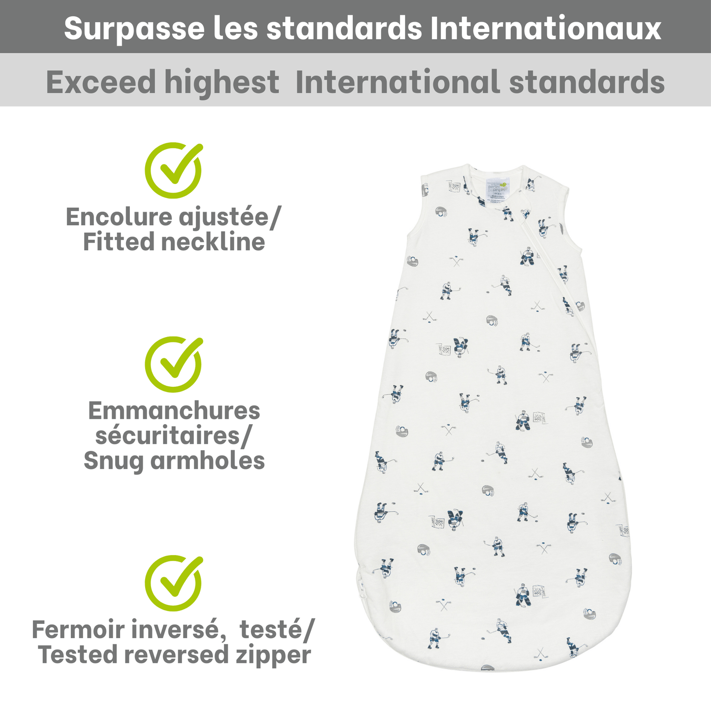 Quilted bamboo sleep sack - Hockey (1.0 tog)