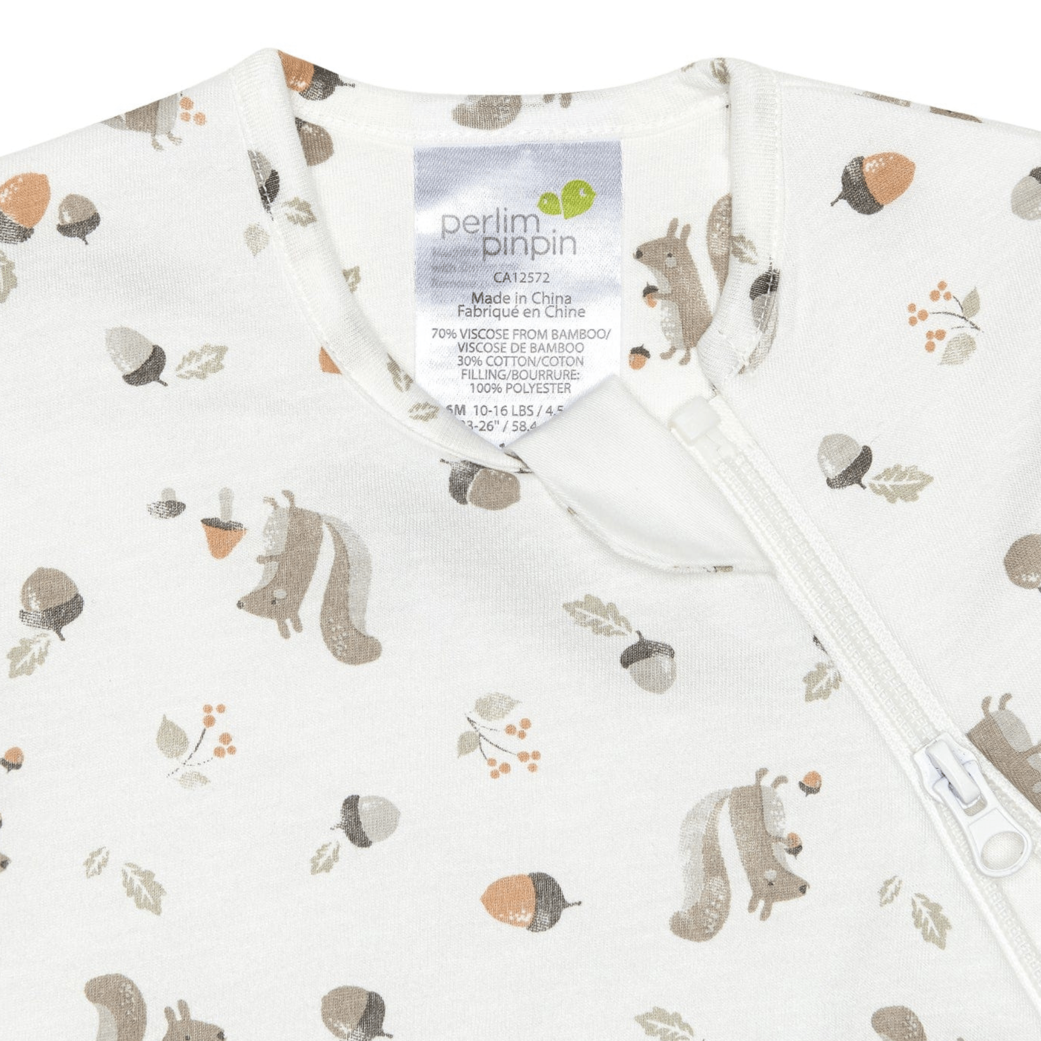 Bamboo newborn sleep sack - Squirrel (1.0 tog)