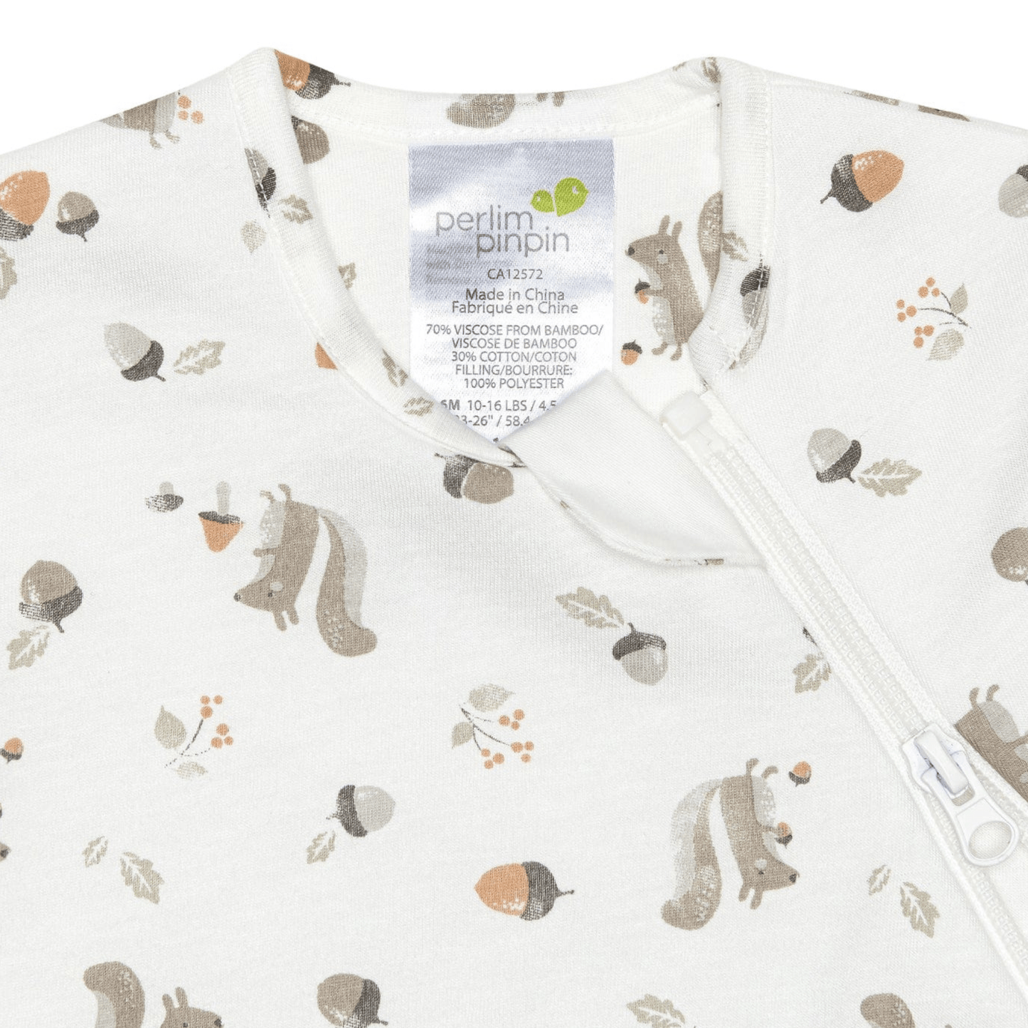 Bamboo newborn sleep sack - Squirrel (1.0 tog)