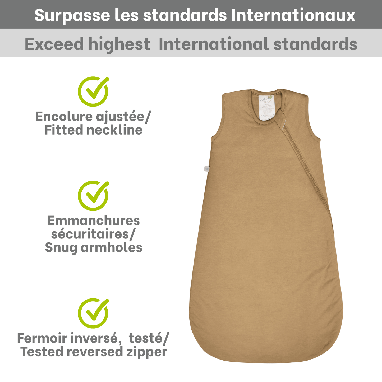 Quilted bamboo sleep sack - Honey (2.5 togs)