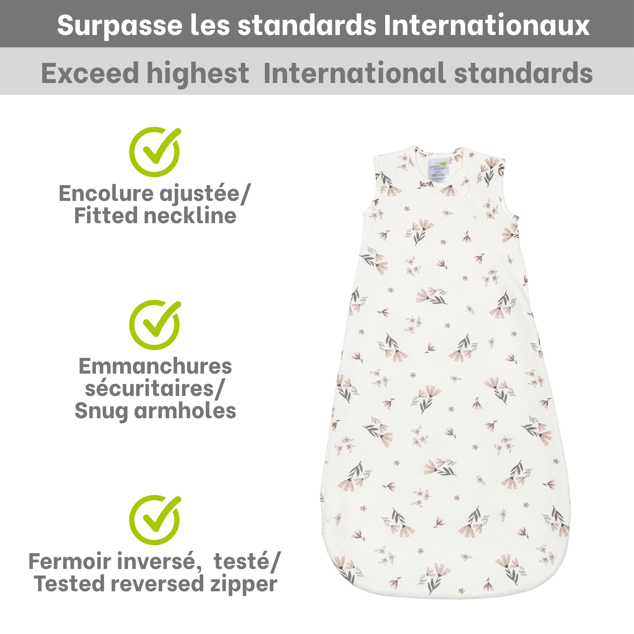 Quilted bamboo sleep sack - Watercolor Flowers (1.0 tog)