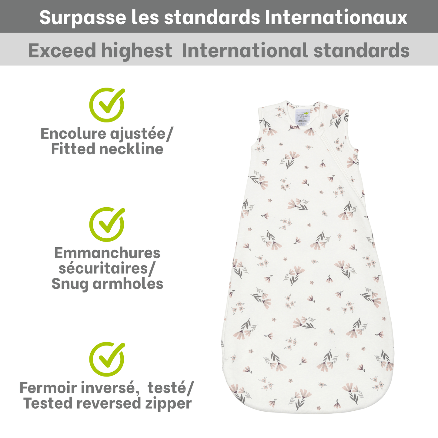 Quilted bamboo sleep sack - Watercolor Flowers (1.0 tog)