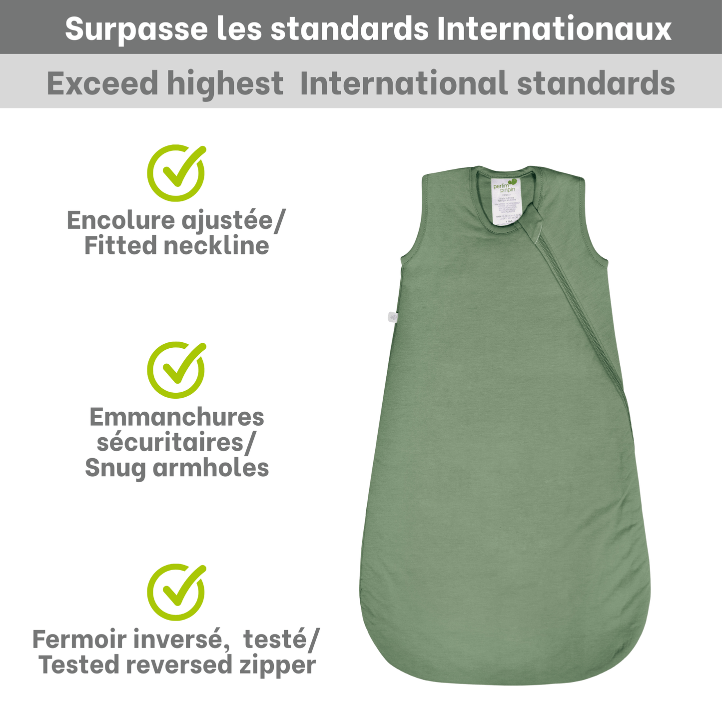 Quilted bamboo sleep sack - Hunter Green (1.0 tog)