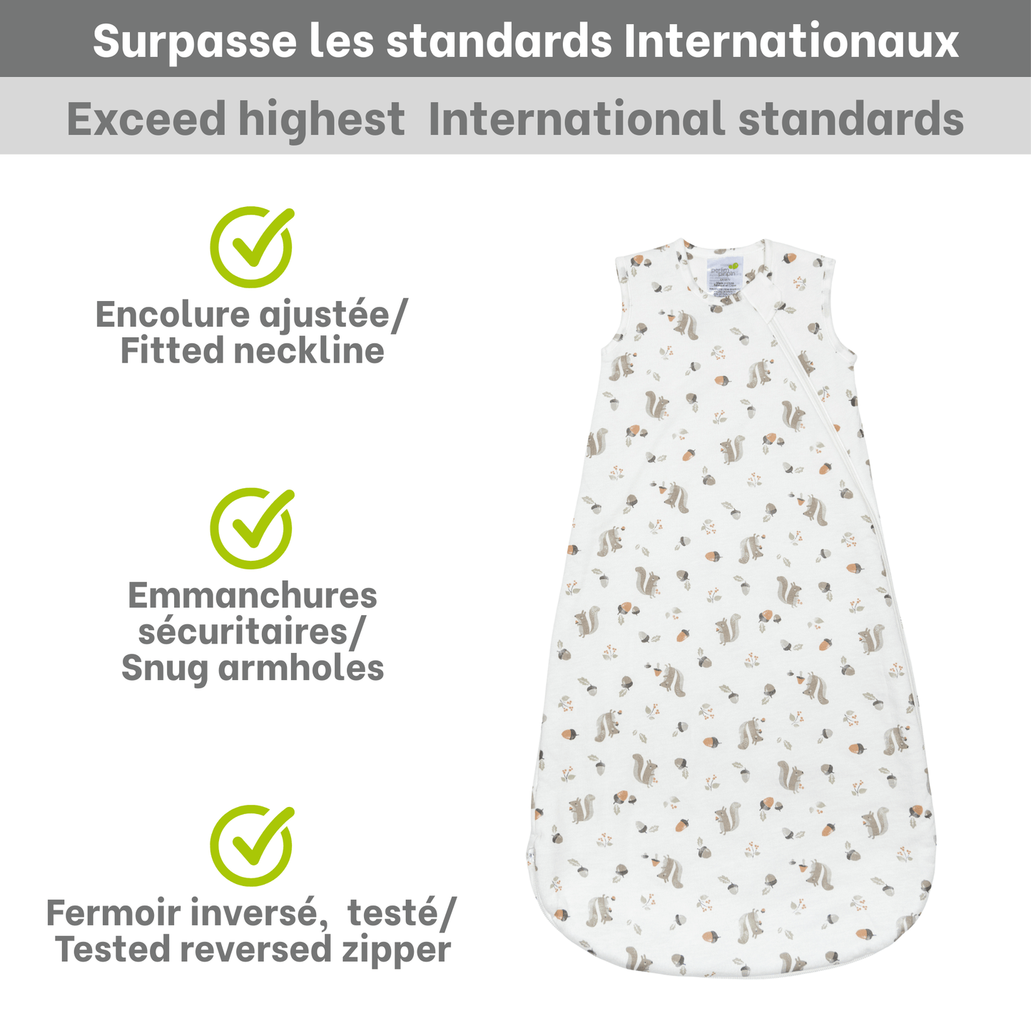 Quilted bamboo sleep bag - Squirrel (1.0 tog)