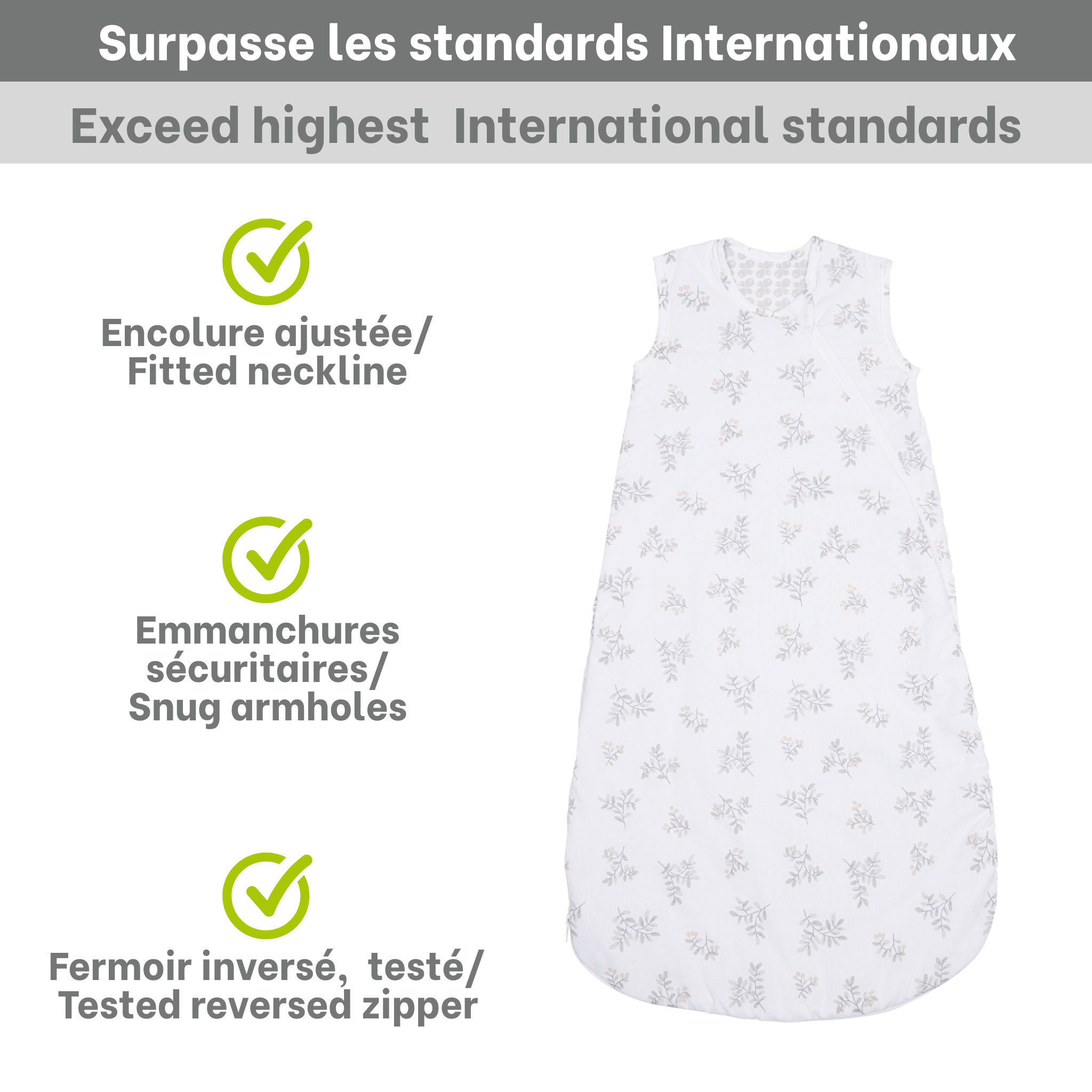 Woven cotton sleep bag - Leaves (2.0 togs)