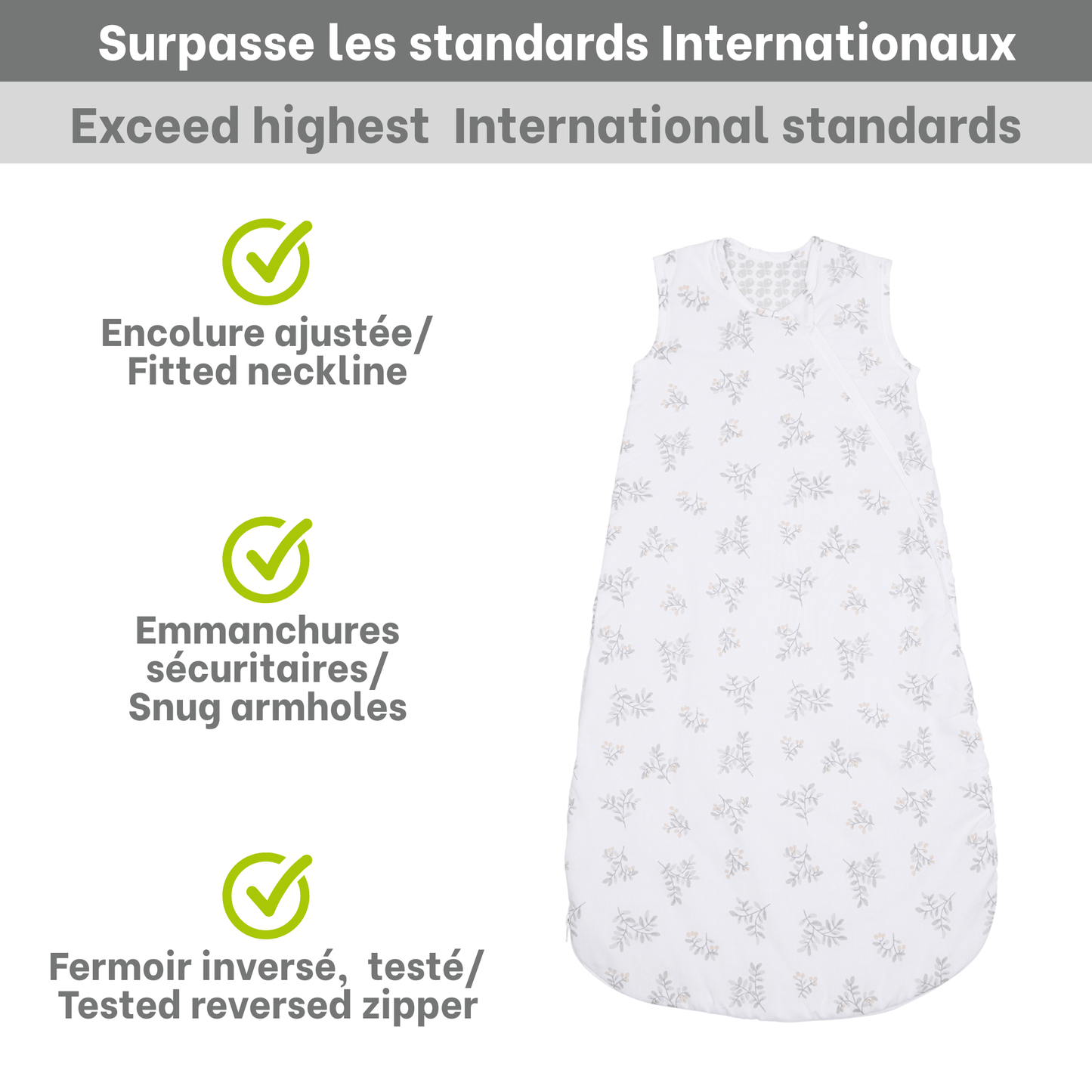Woven cotton sleep bag - Leaves (2.0 togs)