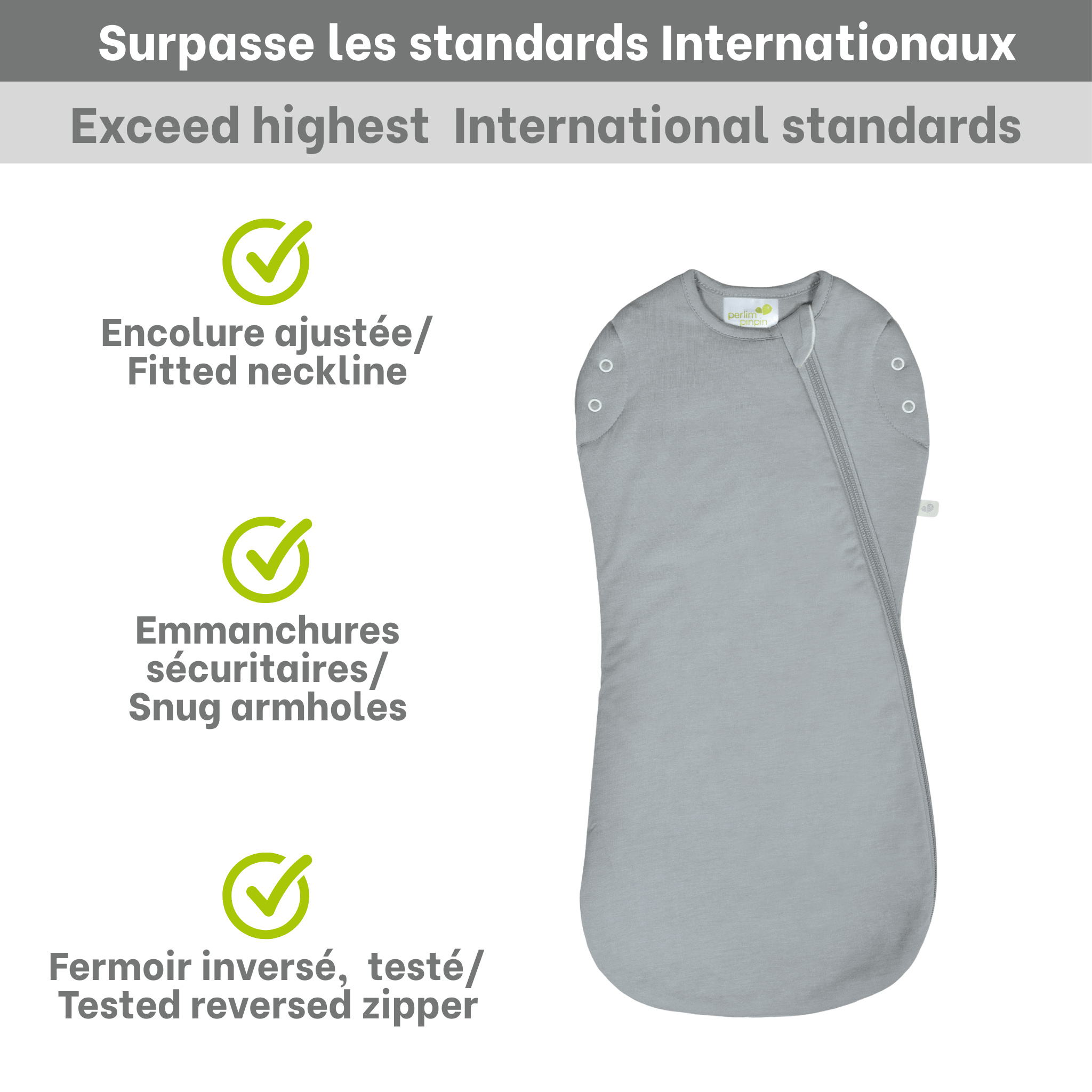 Bamboo newborn sleep sack - Pebble Gray (1.0 tog)