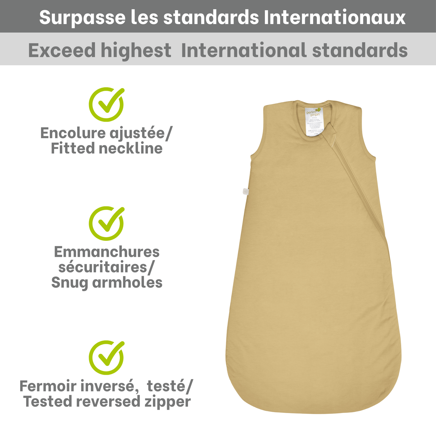 Quilted bamboo sleep sack - Curry (1.0 tog)