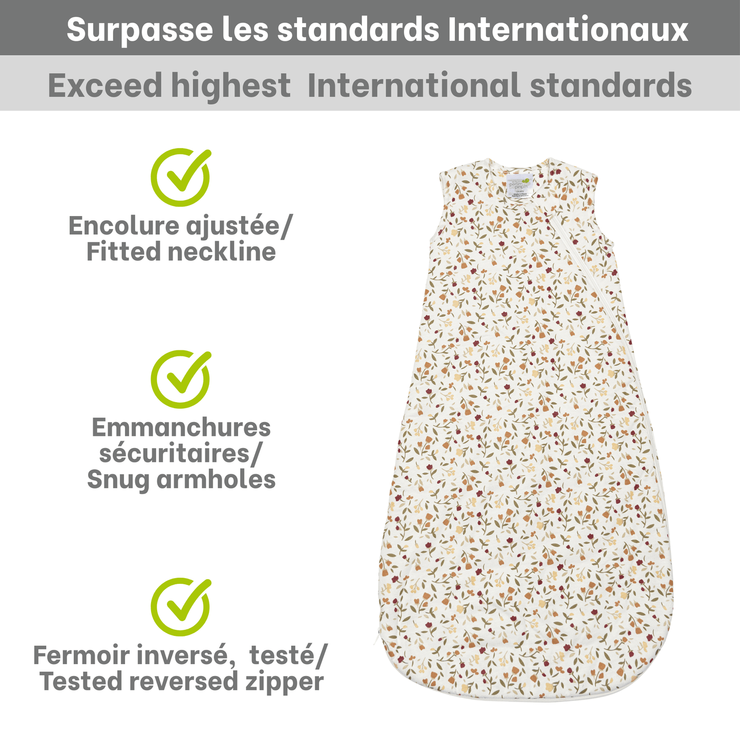 Quilted bamboo sleep bag - Floral (1.0 tog)