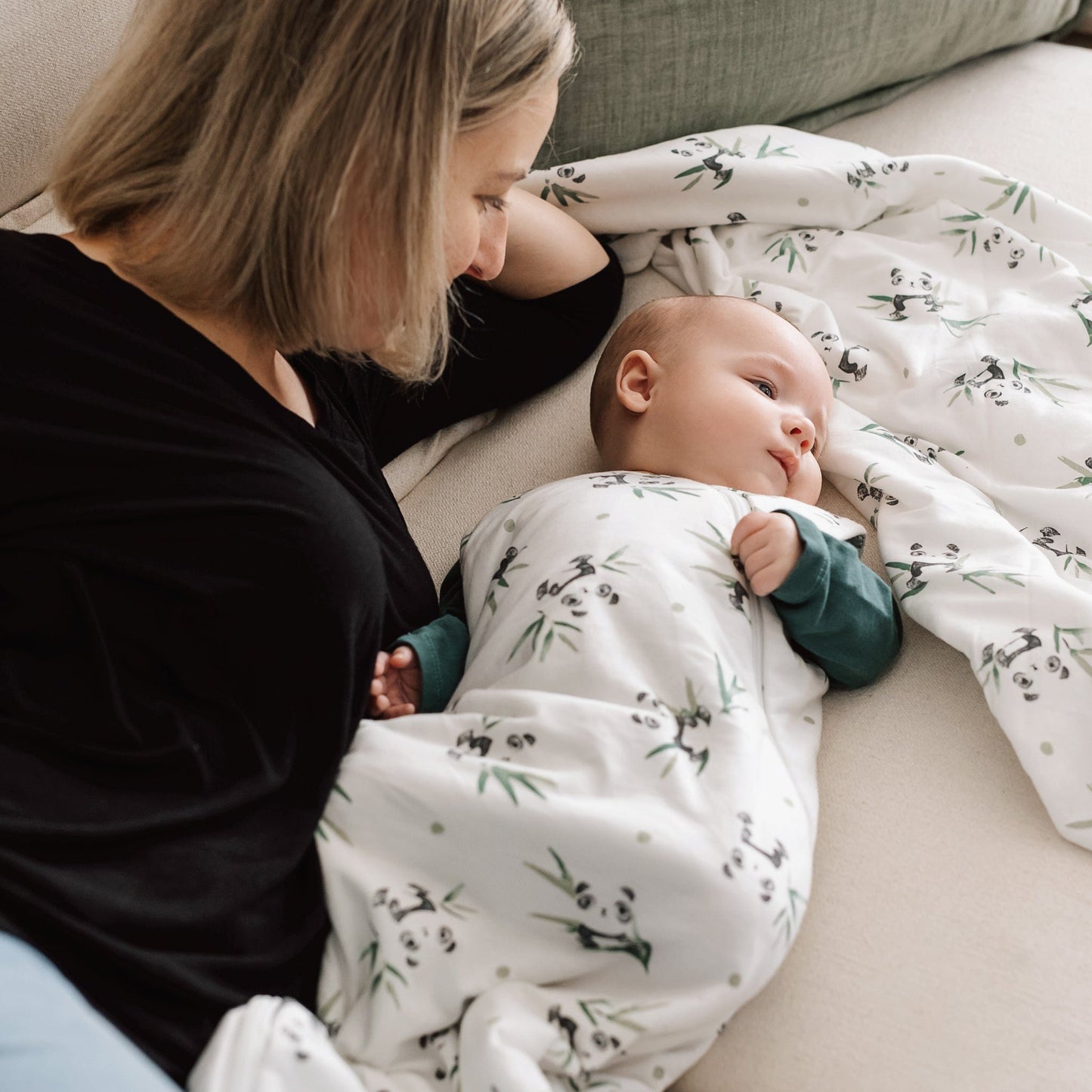 Quilted bamboo sleep sack - Pandas (1.0 tog)