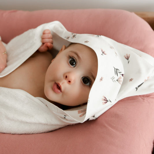 Bamboo hooded towel - Watercolor flowers