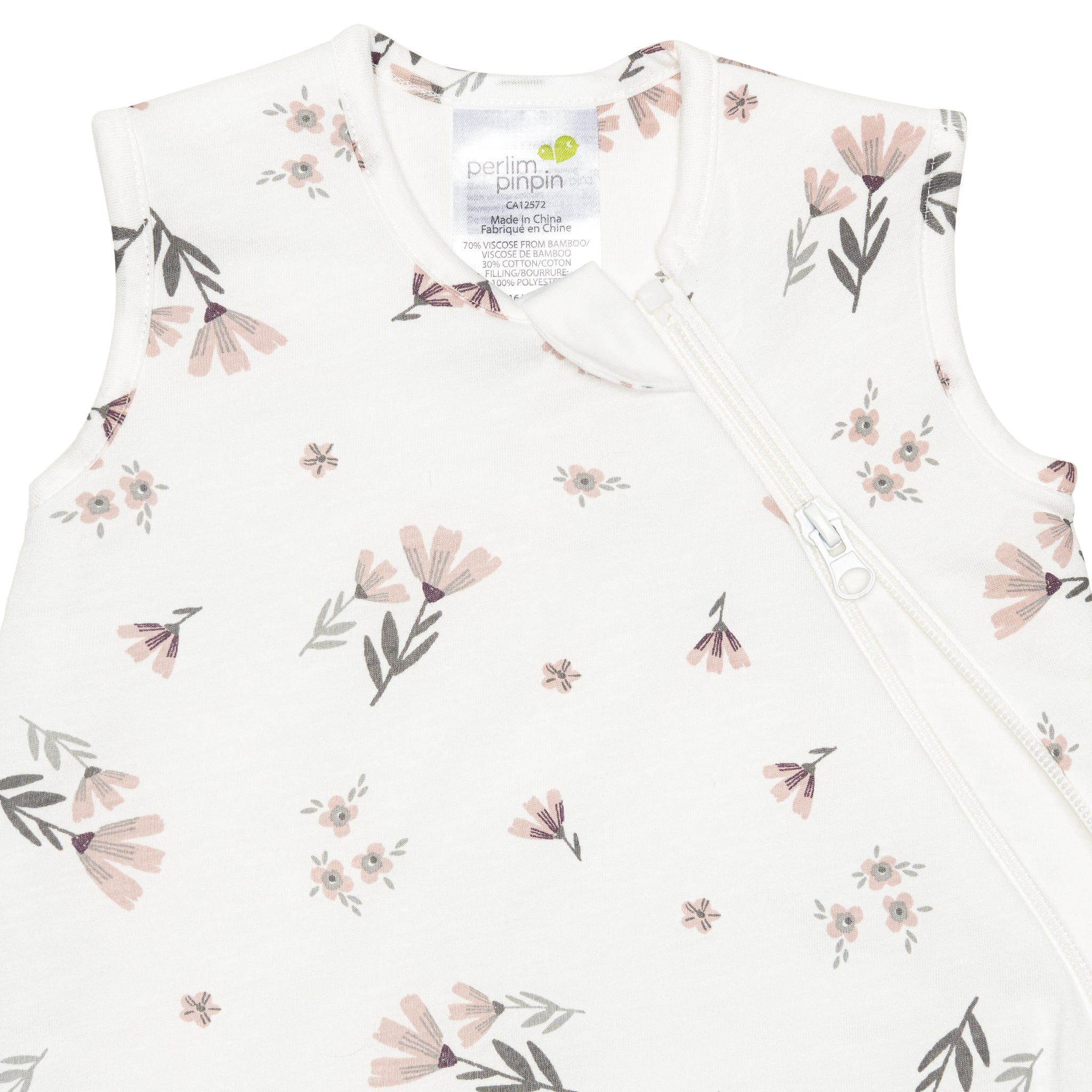 Quilted bamboo sleep sack - Watercolor Flowers (2.5 togs)