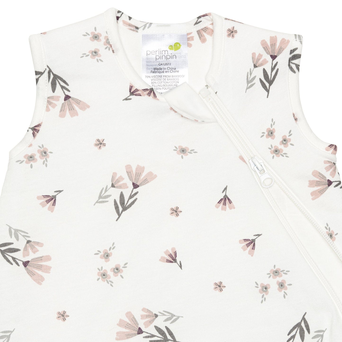 Quilted bamboo sleep sack - Watercolor Flowers (2.5 togs)