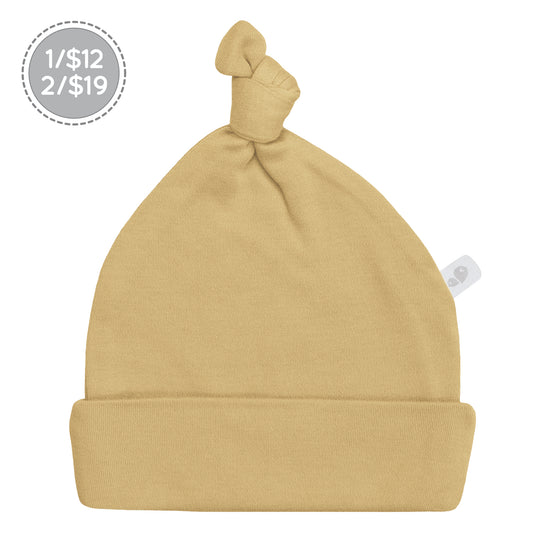 Newborn bamboo knotted hat - Curry