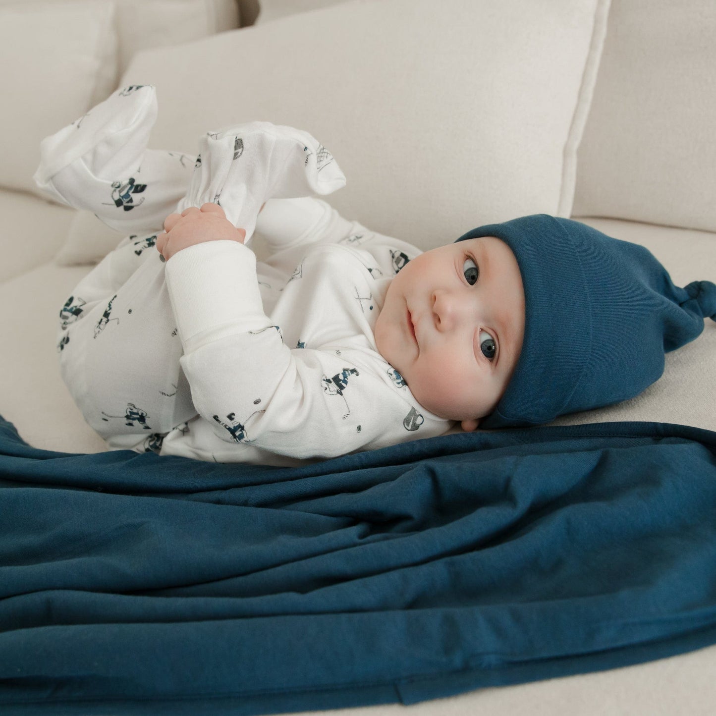 Bonnet pour bébé en bambou pour nouveau-né - Denim