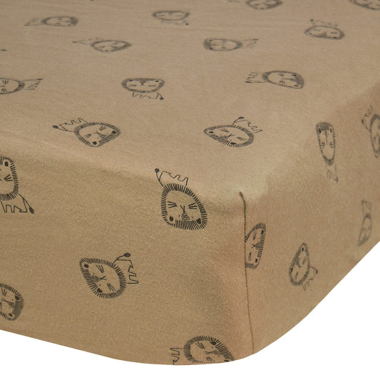 Flannel Crib Fitted Sheet - Lions