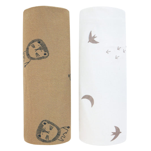 Flannel Receiving Blanket - Lions & Birds (2-pack)