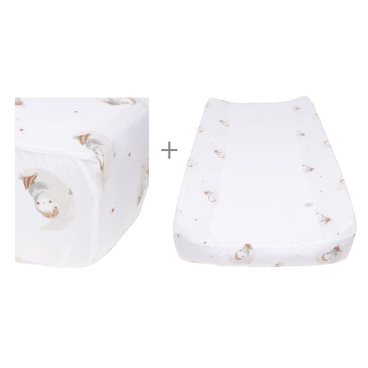 Change pad cover & fitted sheet set - Owl