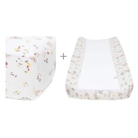 Change pad cover & fitted sheet set - Bears