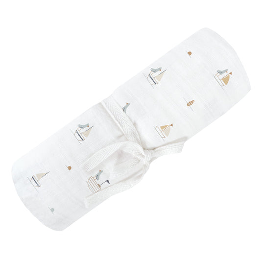 Cotton muslin swaddle - Boats
