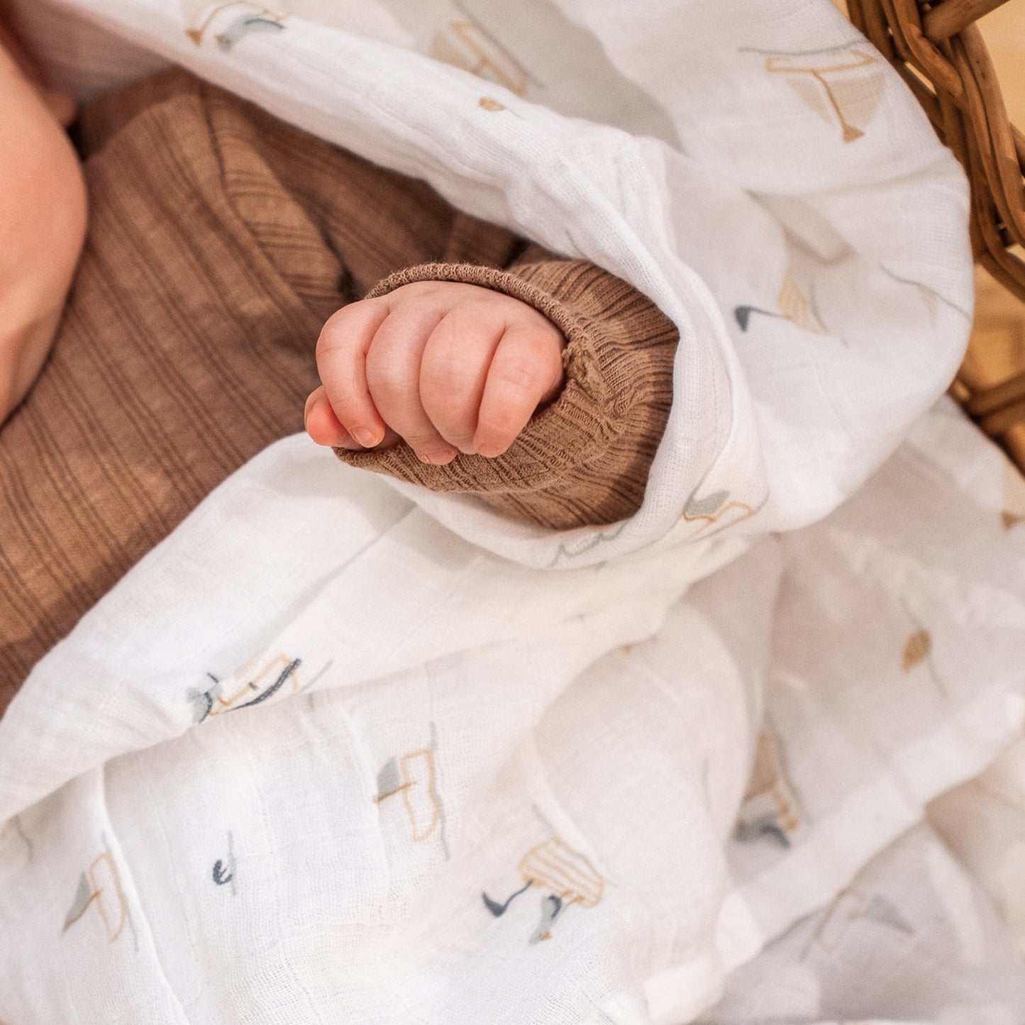 Cotton muslin swaddle - Boats