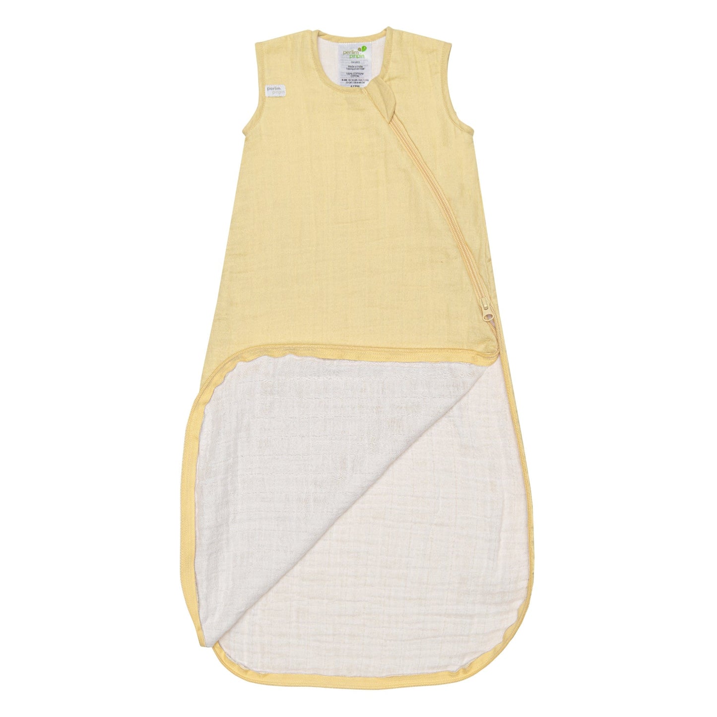 Cotton muslin sleep sack - Lemon (0.7 tog)