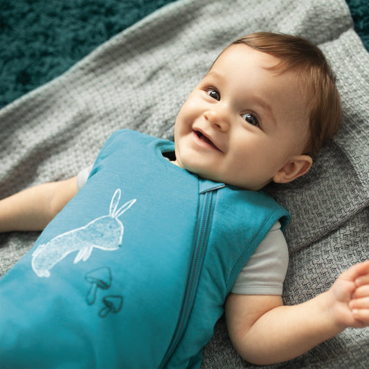Quilted cotton sleep sack - Lagoon Bunny (1.0 tog)