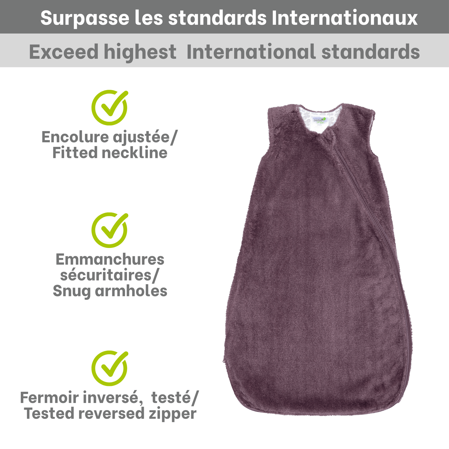 Sac de nuit en peluche - Raisin uni (1.5 Togs)