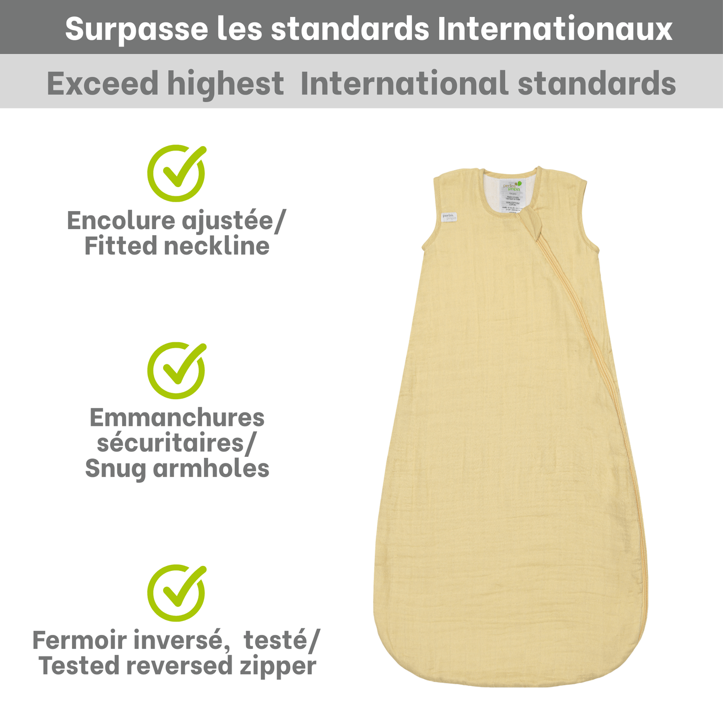 Cotton muslin sleep sack - Lemon (0.7 tog)
