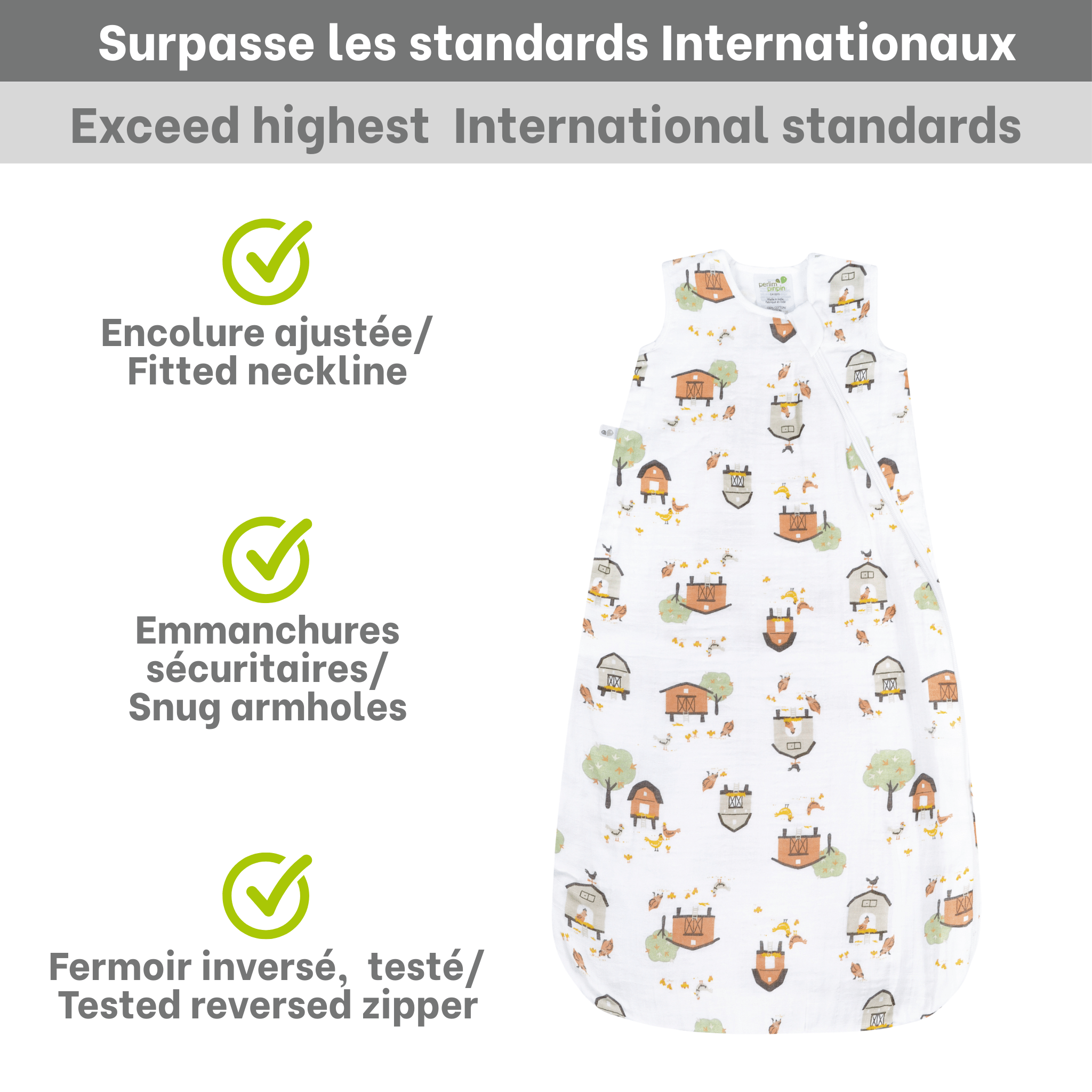 Cotton muslin sleep sack - Farm (0.7 tog)