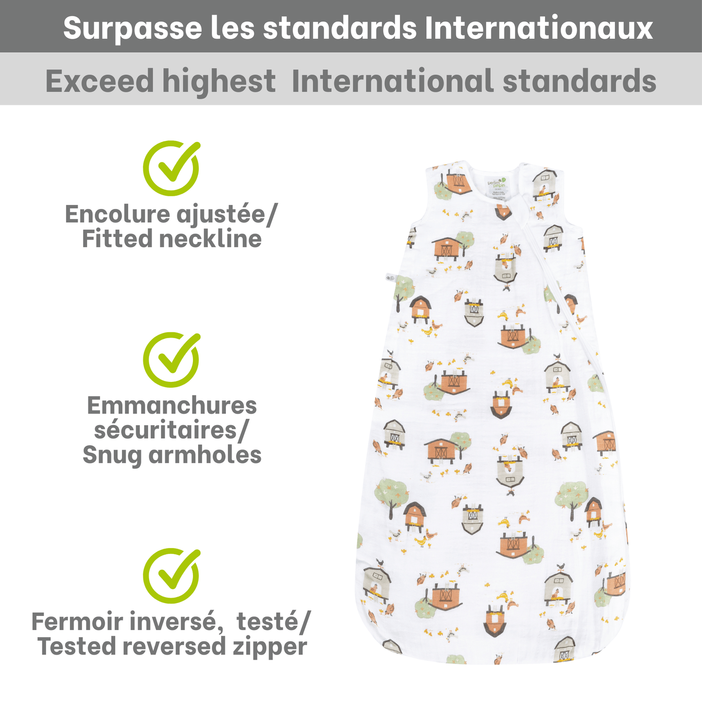 Cotton muslin sleep sack - Farm (0.7 tog)