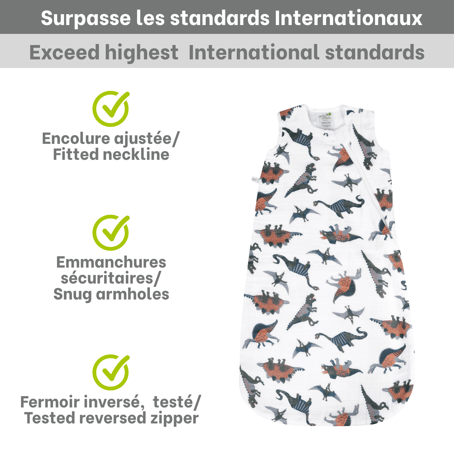 Cotton muslin sleep sack - Dinos (0.7 tog)