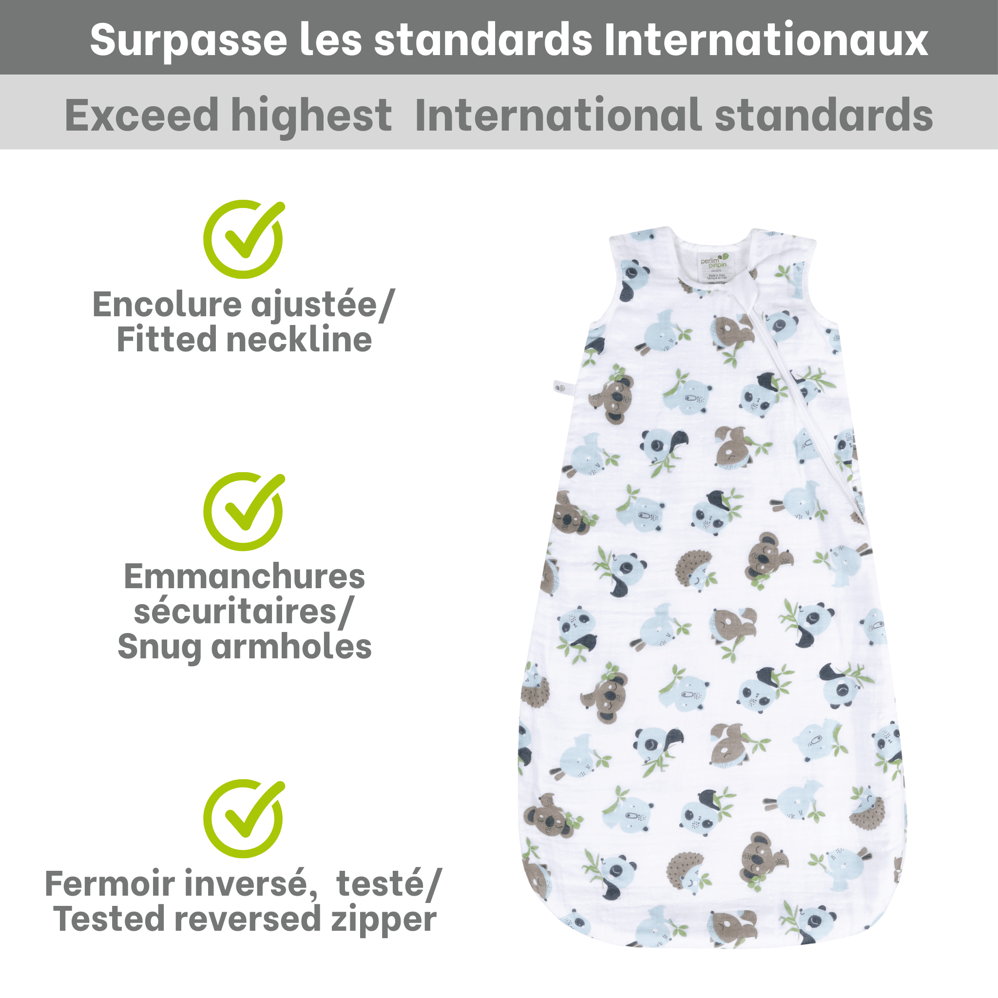 Cotton muslin sleep sack - Animals (0.7 tog)