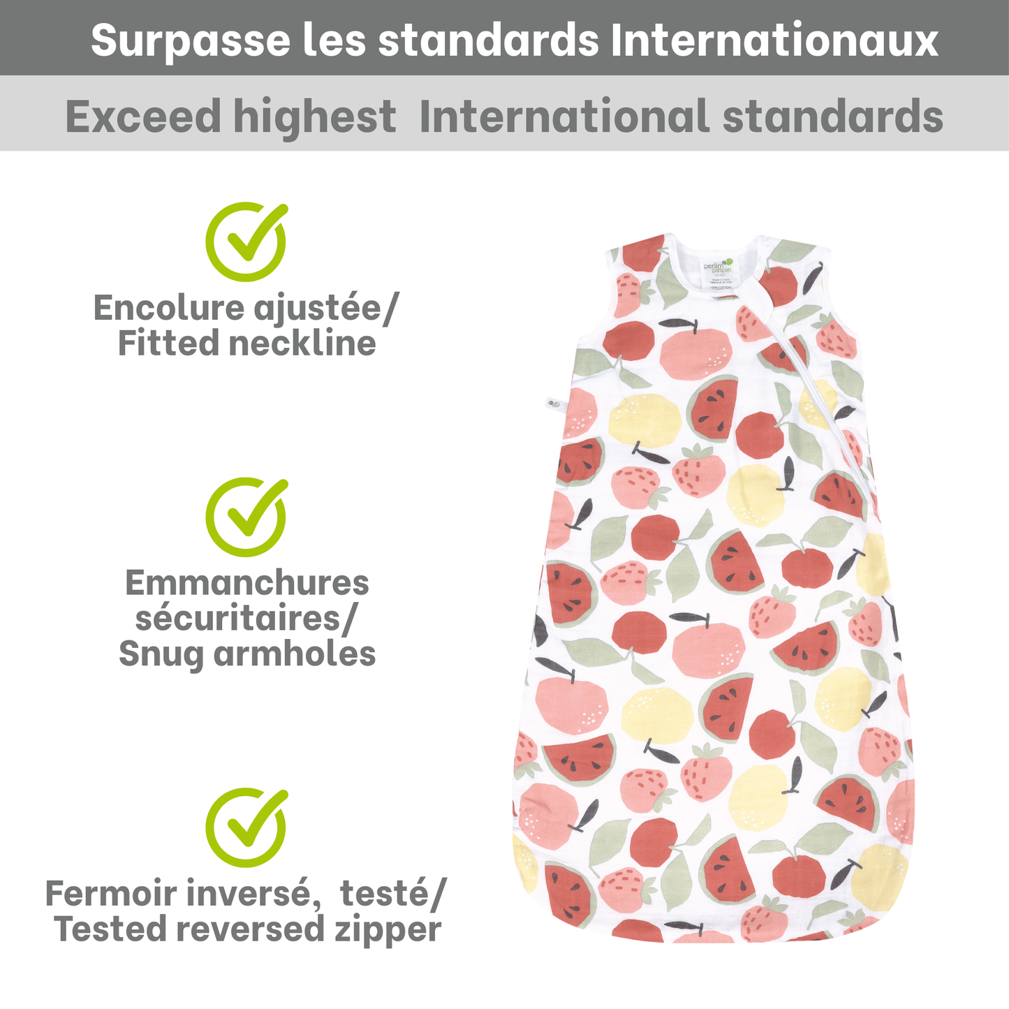 Cotton muslin sleep sack - Fruits (0.7 tog)