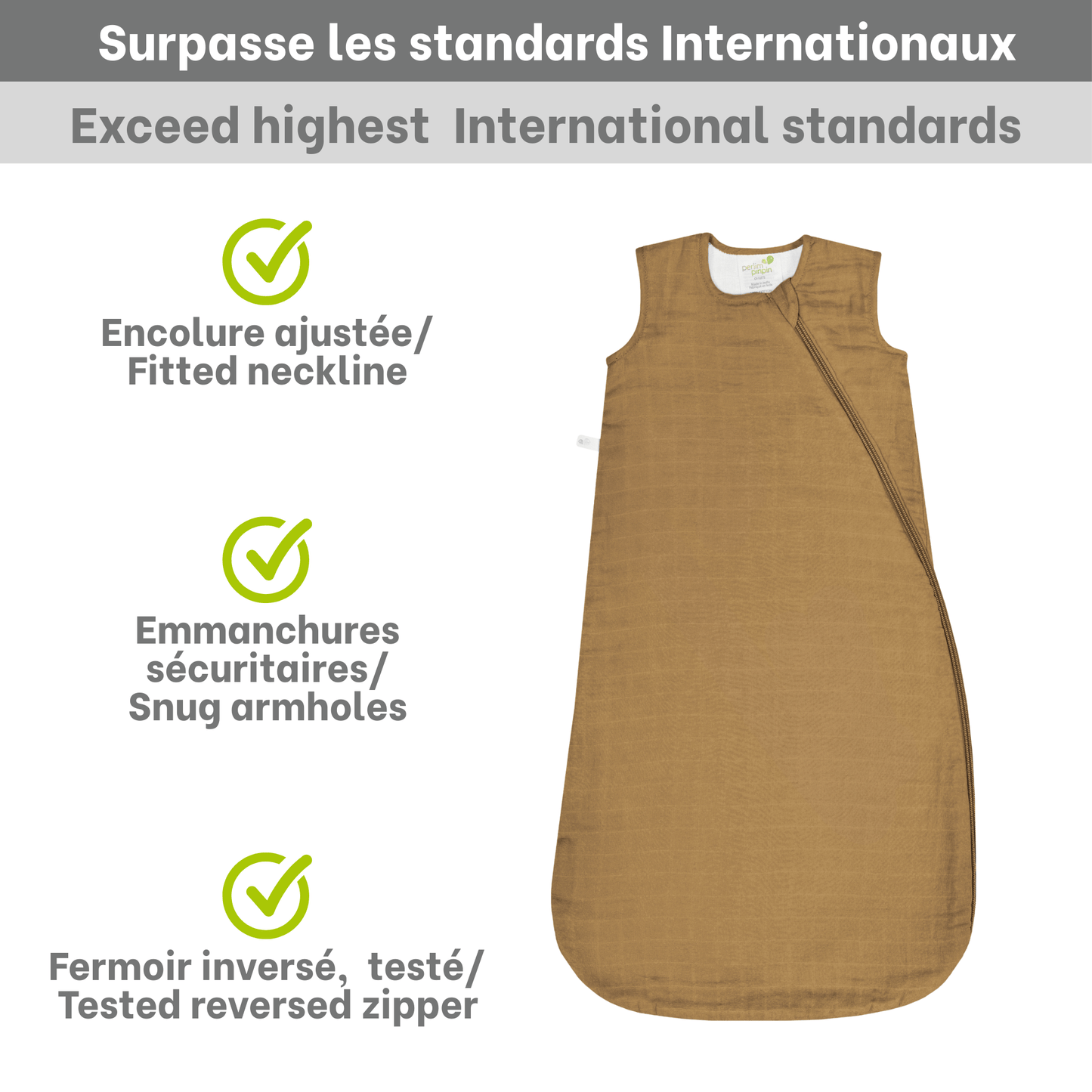 Sac de nuit mousseline de coton - Miel (0.7 tog)