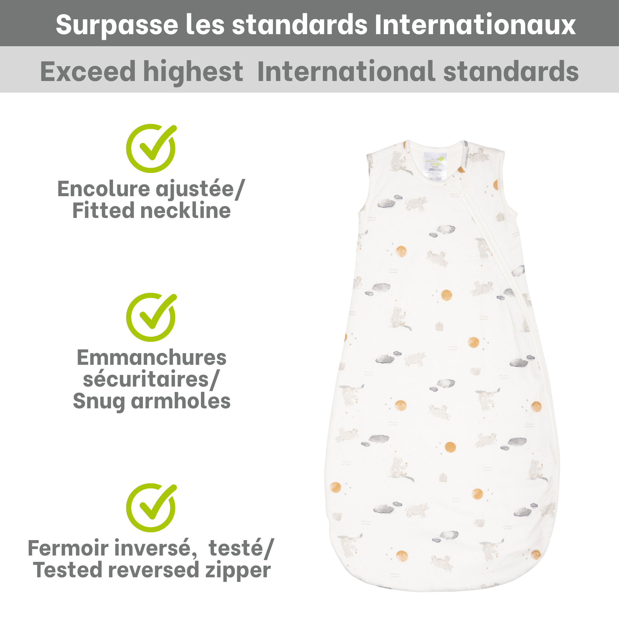 Quilted bamboo sleep sack - Full Moon (2.5 togs)
