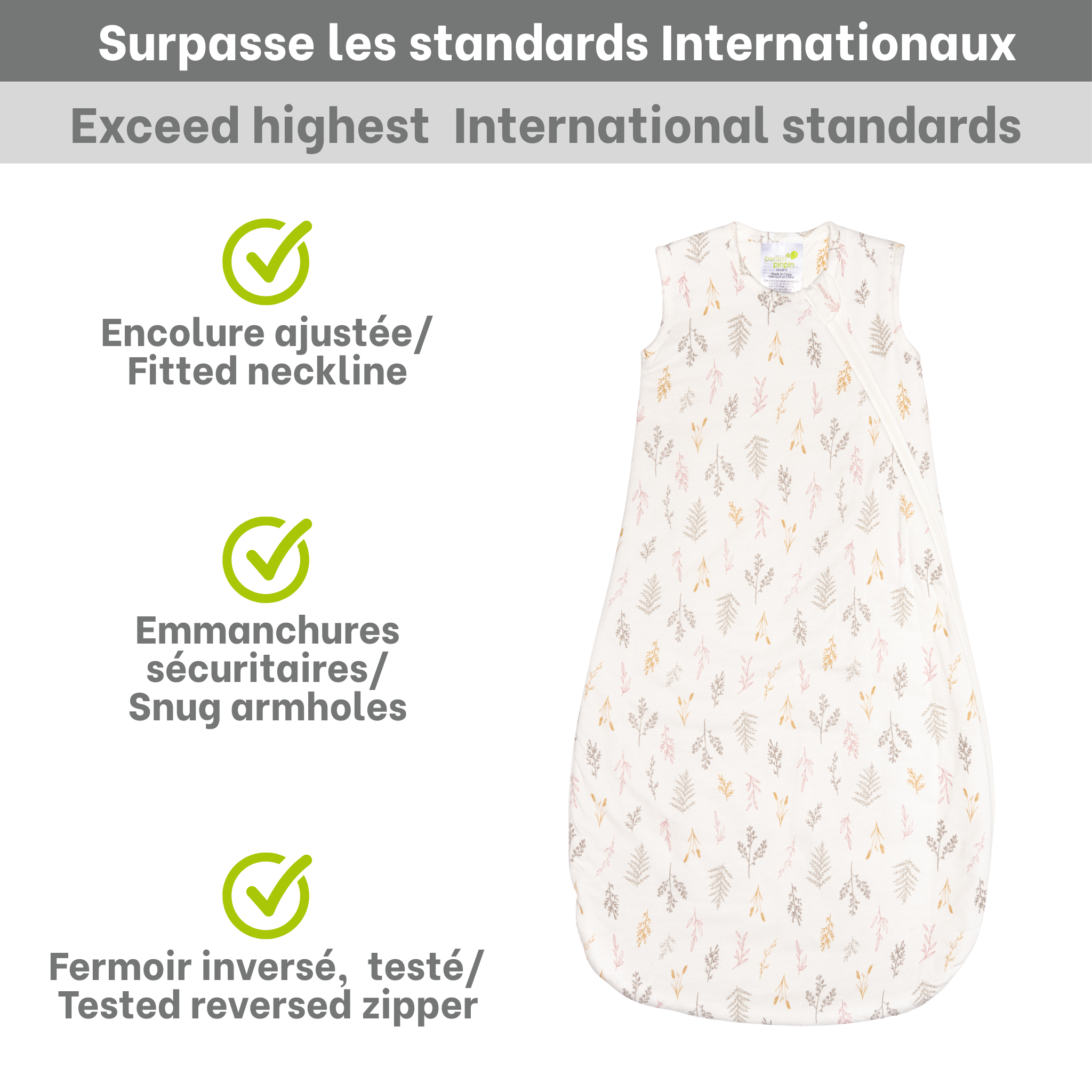 Quilted bamboo sleep sack - Wheat (2.5 togs)