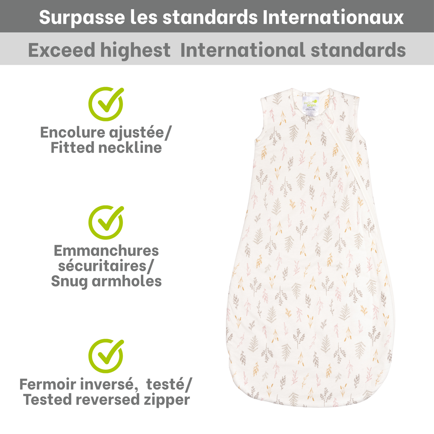 Quilted bamboo sleep sack - Wheat (2.5 togs)