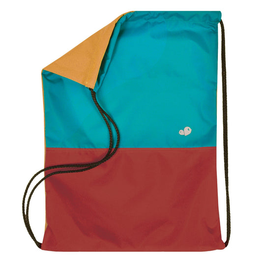 Shoe Bag - Yellow, Teal & Brick Color Block