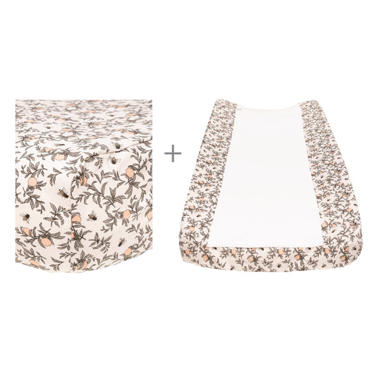 Change pad cover & fitted sheet set - Bees