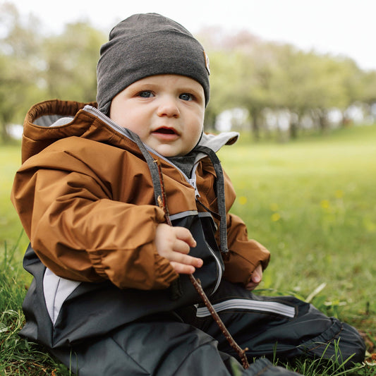 Bonnet de coton avec oreilles - Gris chiné