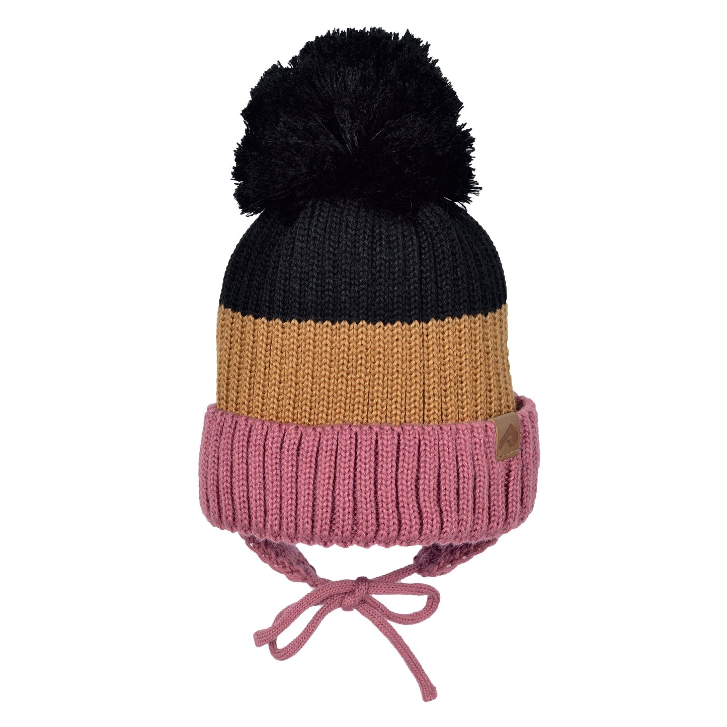 Acrylic hat with fleece lining and ears - Black/Toffee/Punch