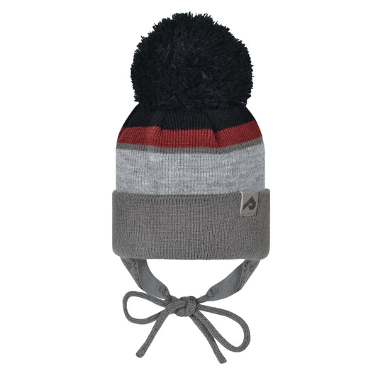 Acrylic hat with fleece lining and ears - Black/Grenat/Galet/Slate