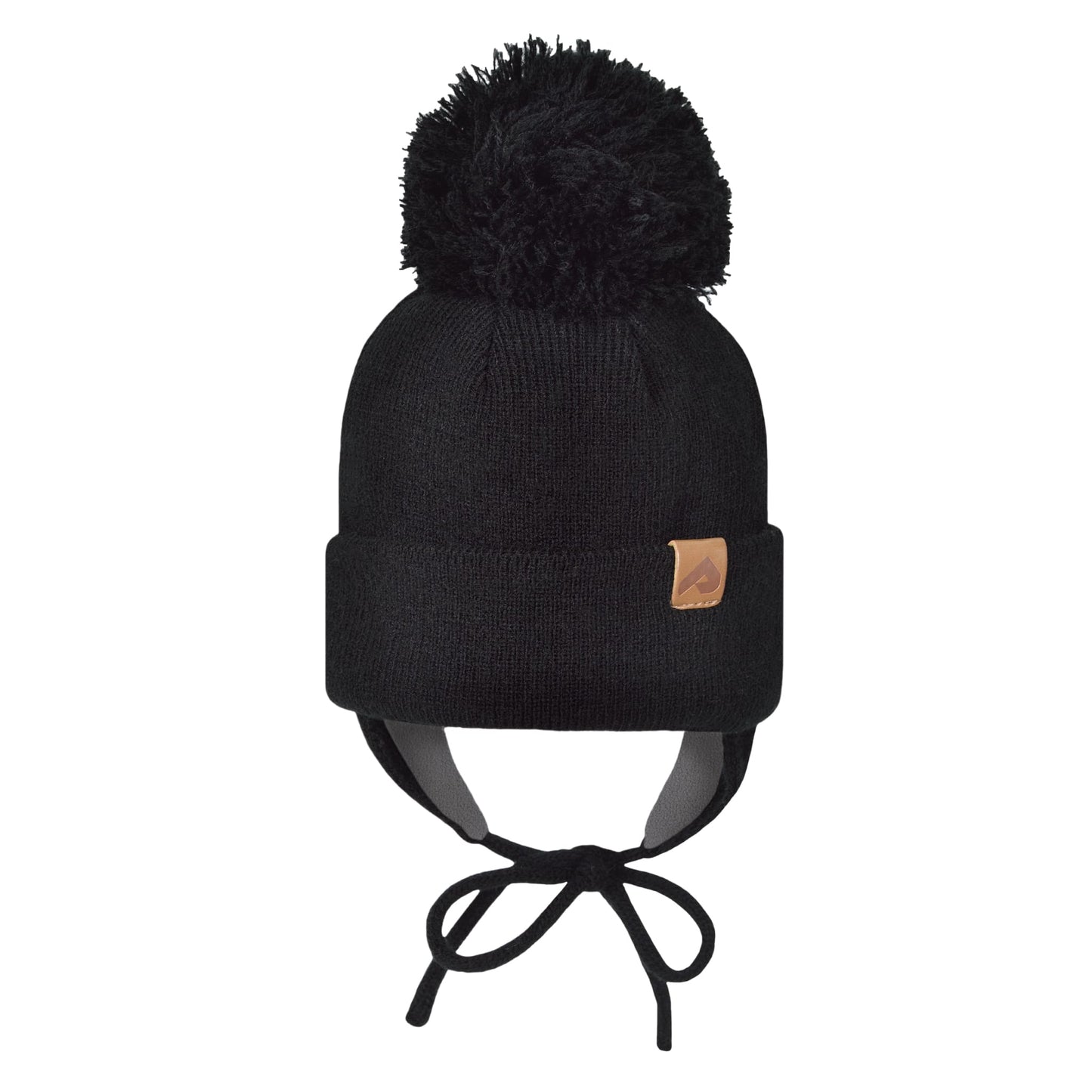 Acrylic hat with fleece lining and ears - Black