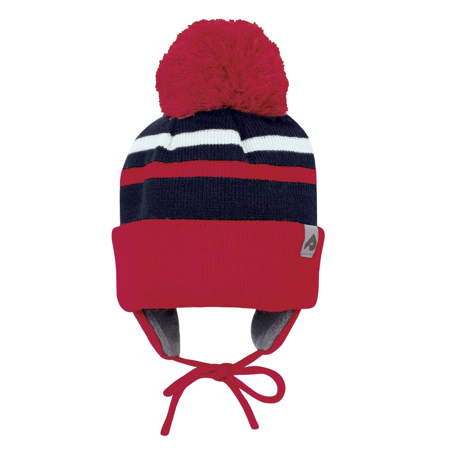 Tuque d'hiver à oreilles en acrylique - Cerise, blanc et marine