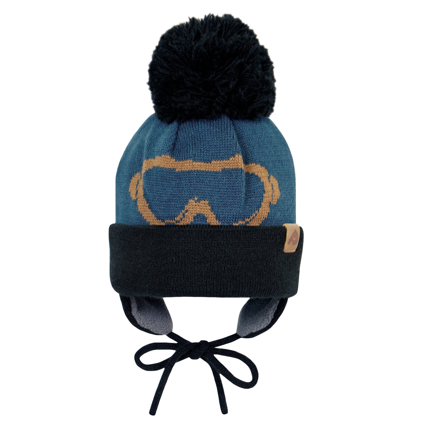 Tuque d’hiver à oreilles en acrylique - Nuit, cumin et noir
