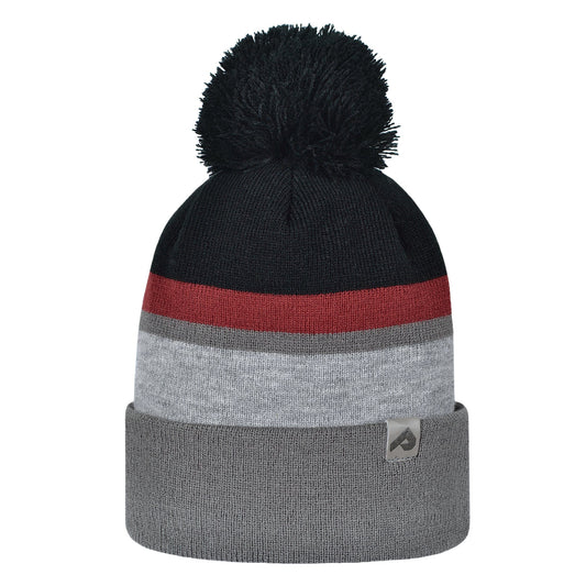 Tuque d'hiver en acrylique - Noir/Grenat/Galet/Ardoise