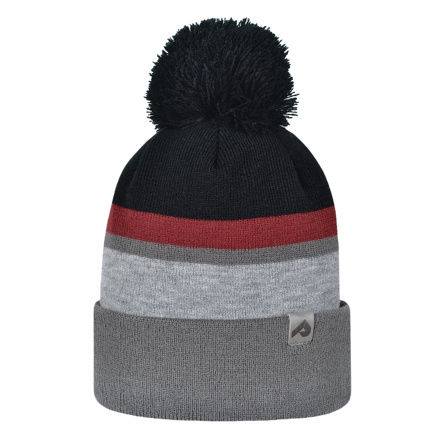 Tuque d'hiver en acrylique - Noir/Grenat/Galet/Ardoise